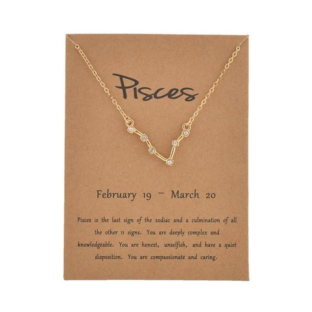 Pisces Rhinestone Constellation Astrological Necklace